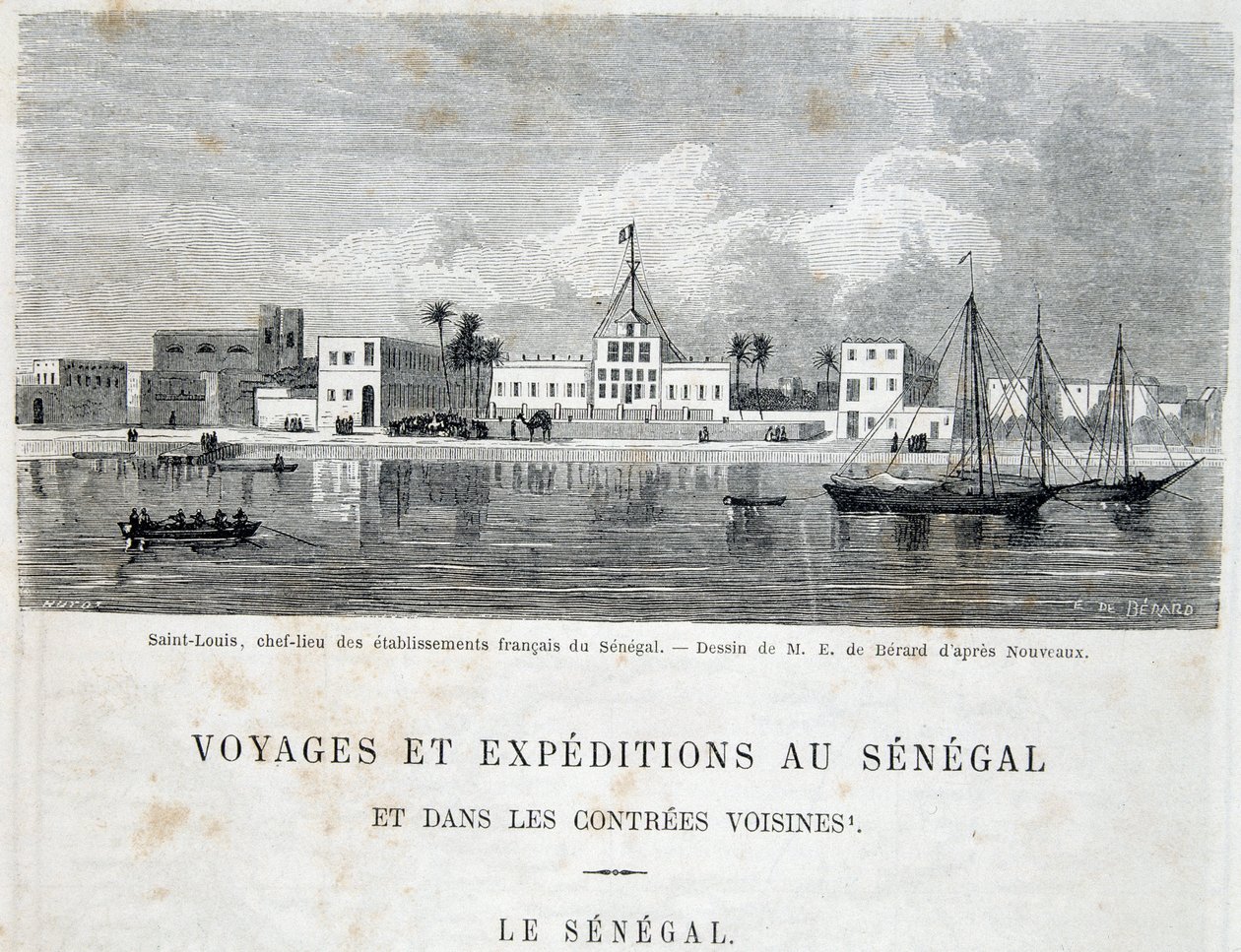 Saint-Louis, hlavní město francouzských podniků v Senegalu - v “” Voyage et voyages au Sénégal”” v Tour du Monde, 2. trim. 1861 od Unknown artist