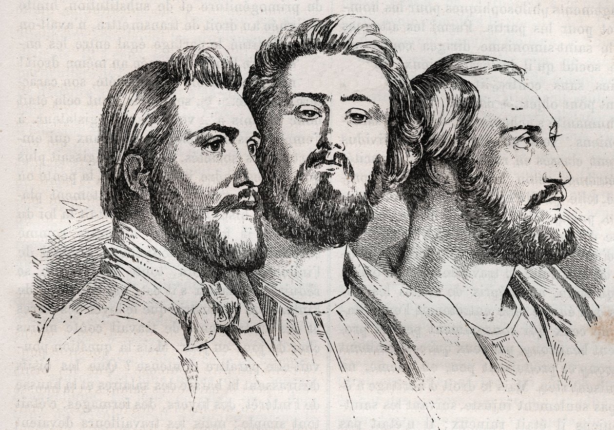 Saint-Simonianism - Saint-Simonianism - Saint Simonians - Charles Duveyrier (1803-1866) - Emile Barrault (1799-1869) - Michel Chevalier (1806-1879 - Rytina z roku 1882 v „Histoire de dix ans: 14030“-1 -Bílý (1811-1882) od Unknown artist