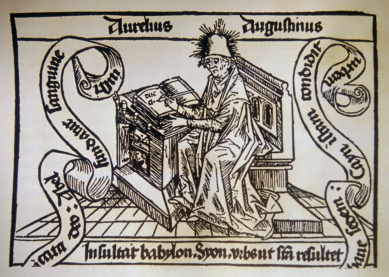 Svatý Augustin, z „De civitate dei“ (Boží cit) od svatého Augustina z Hrocha (354–430) od Unknown artist