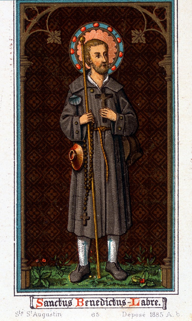 Svatý Benedikt z Nursie (narozen v Norcii (Norcia) v Umbrii kolem roku 480 - 527) jako poutník. Chromolitografie z roku 1885. od Unknown artist