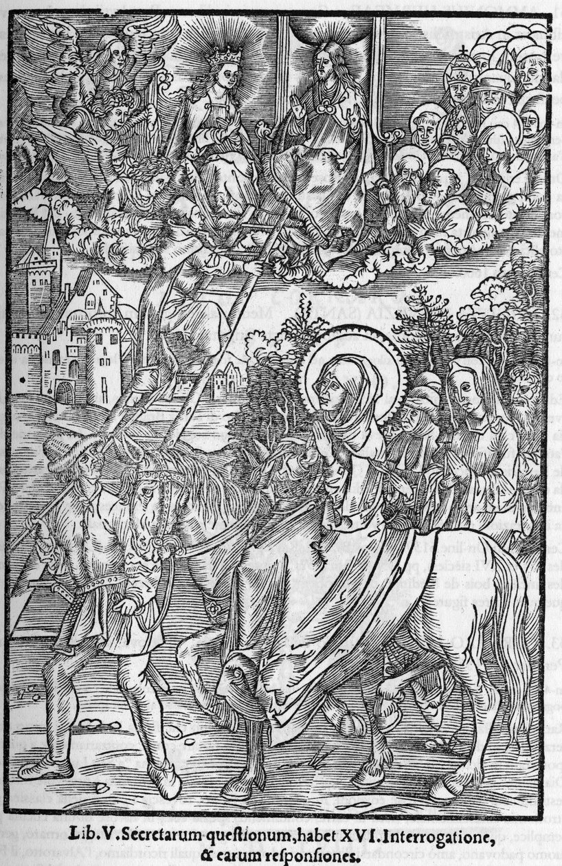 Svatá Brigitte de Suede (Santa Brigitta di Svezia) (Brigida, Bridget, Brigite) (1303-1373). Vdova, zakladatelka řádu Svatého Spasitele. Rytina v "Pamětní obrazové knihy proroctví nebo vidění" 1556 od Unknown artist