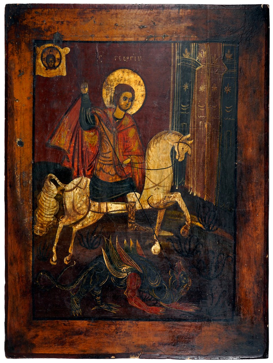 Svatý Jiří a drak, c. 1850 (barva na panelu) od Unknown artist