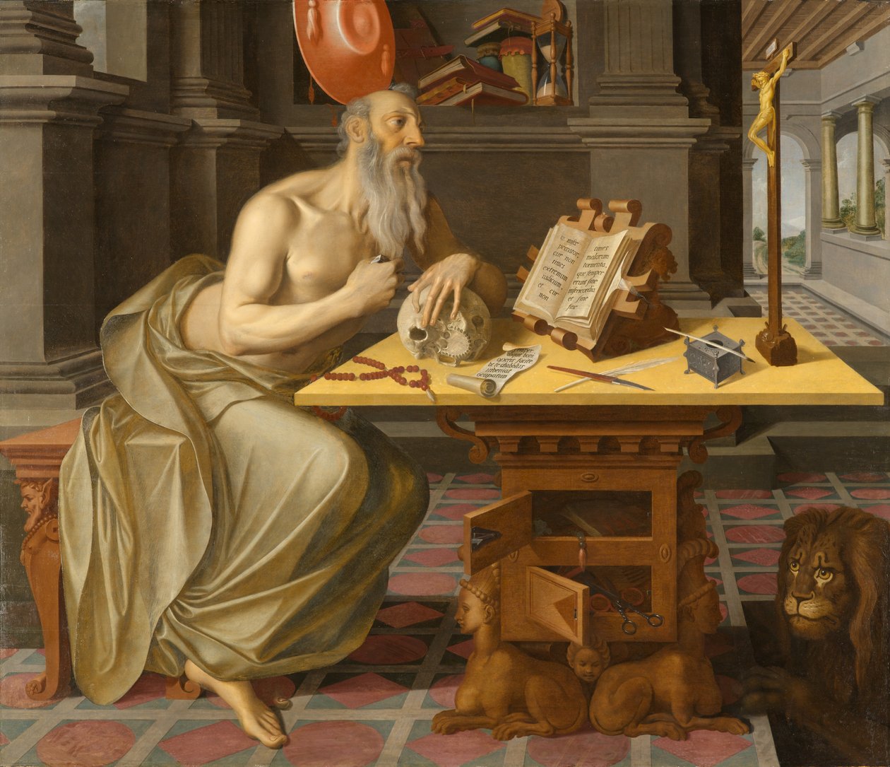 Svatý Jeroným ve své pracovně, cca 1560-1570 (olej na panelu) od Unknown artist