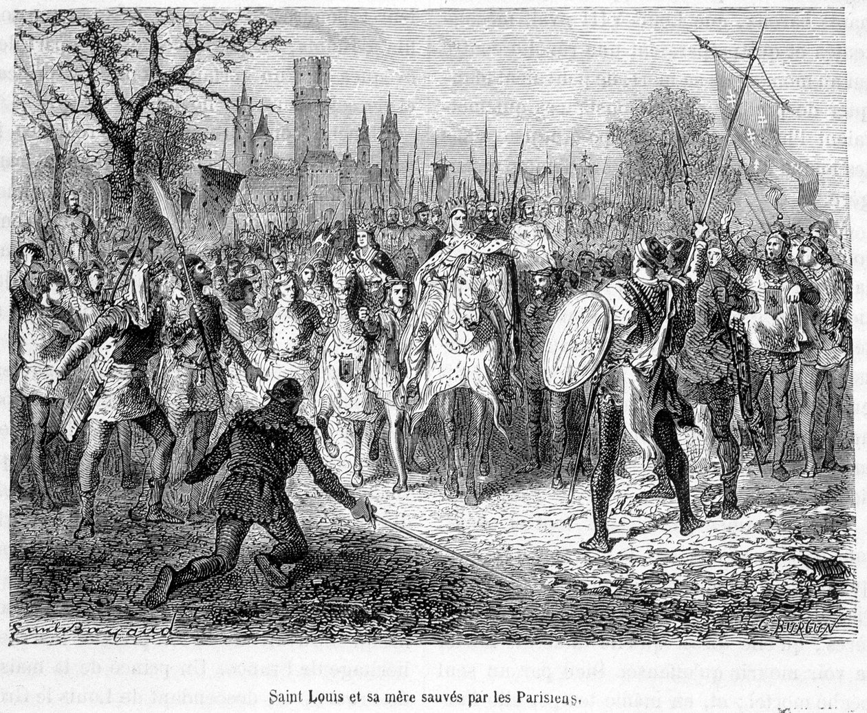 Saint Louis a jeho matka zachránili Pařížané - v „Histoire de France populaire““ od H. Martina od Unknown artist