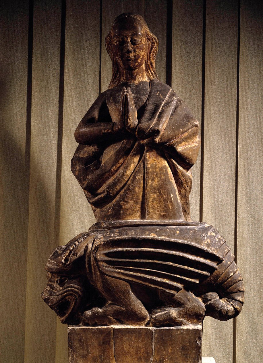Svatá Margarita vítězná nad démonem Socha na kameni z 15. století. Compiegne Musee Vivenel od Unknown artist