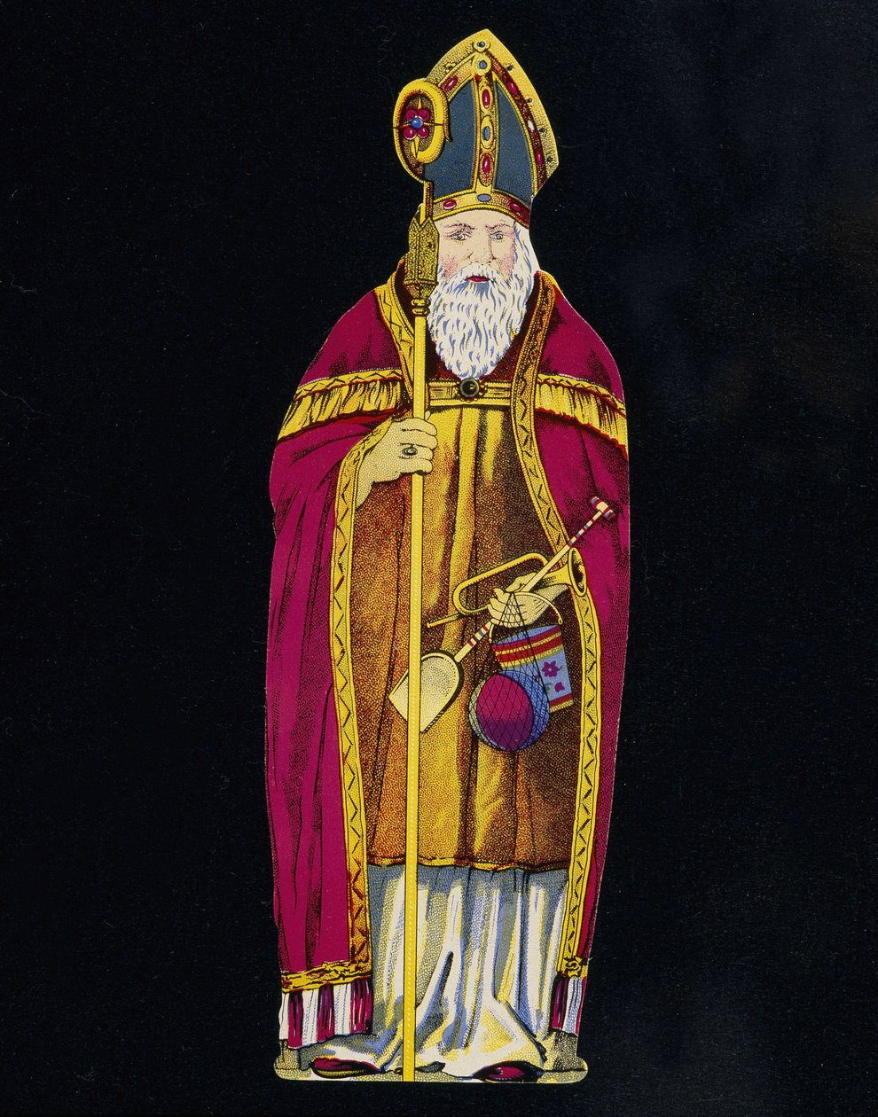 Svatý Mikuláš s hračkami v ruce. Karton z 19. století. od Unknown artist