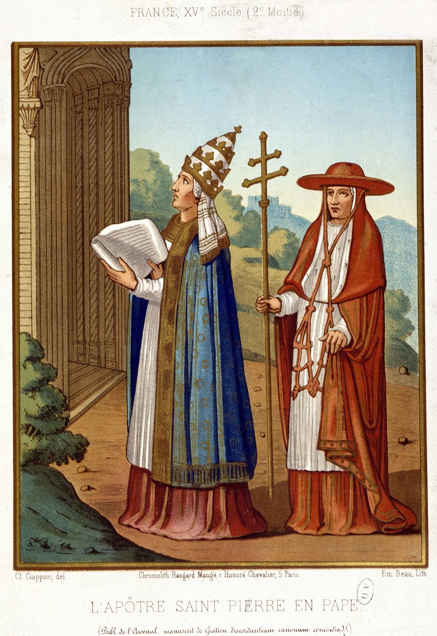 Svatý Petr v papeži v doprovodu kardinála, 2. polovina 15. století. od Unknown artist