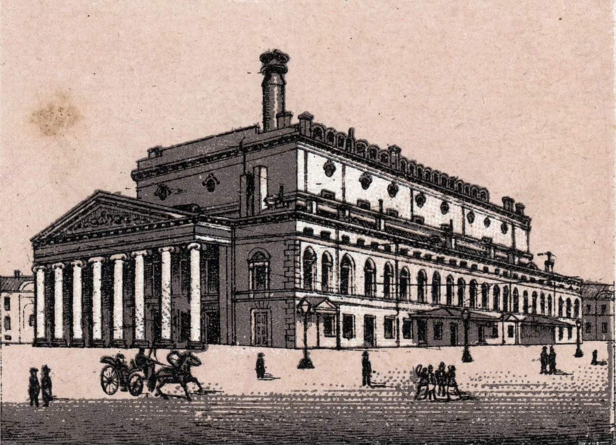 Petrohrad, Rusko: pohled na Velké divadlo v Petrohradu v „“ Svět ilustruje 168 pohledů““ Nedatováno (konec 19. století) od Unknown artist