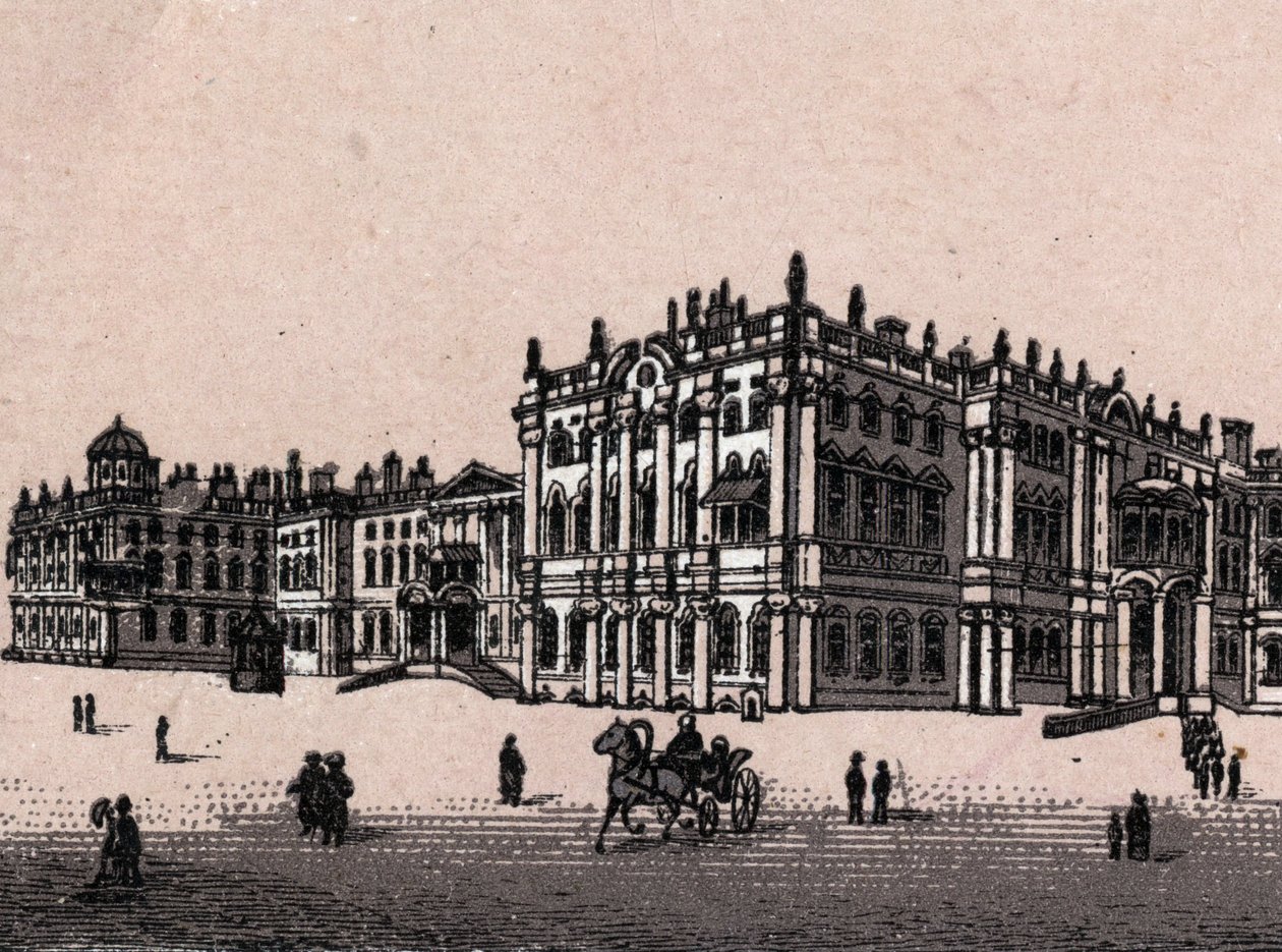Petrohrad, Rusko: pohled na Zimní palác v Petrohradu. v „“ Svět ilustruje 168 pohledů““ Nedatováno (konec 19. století) od Unknown artist