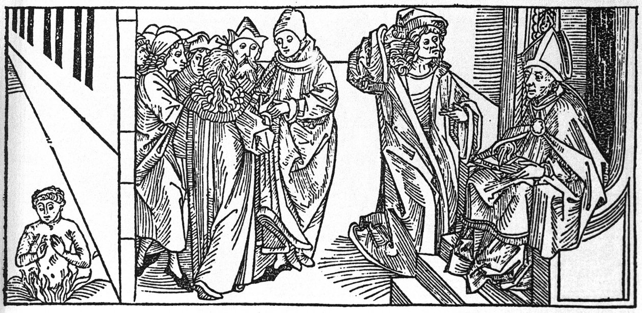 Svatý Severine. Rytina z „Životů svatých – letní část“ (Kniha světce) od Jacoba (Jakuba) z Voragine (1228-1298). Lubeck 1488. od Unknown artist