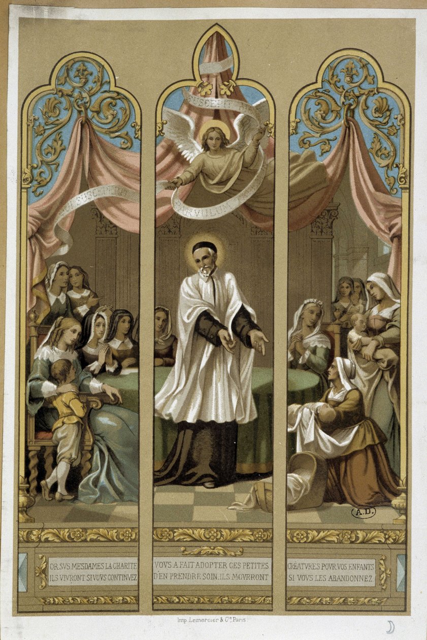 Svatý Vincent de Paul založil dílo Enfants Found - podle barevného skla 18. (?). od Unknown artist