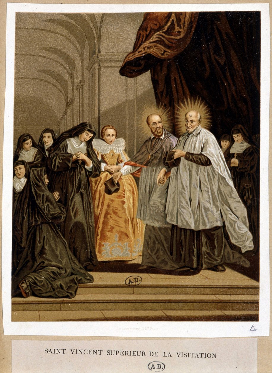 Svatý Vincent de Paul, představená Navštívení, Jeanne de Chantal - od p. 18. malba. od Unknown artist