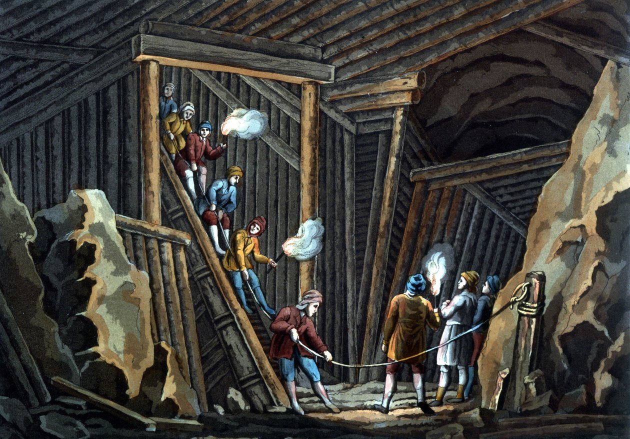 Solný důl v Německu na konci 18. století. od Unknown artist