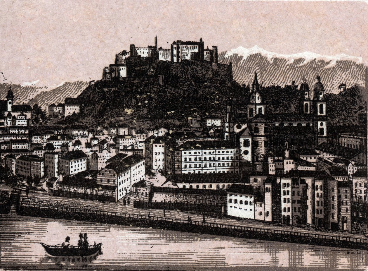 Region Salzkammergut, Rakousko: Salzburg z Kapuzinergarten. v „“ Svět ilustruje 168 pohledů““ Nedatováno (konec 19. století) od Unknown artist