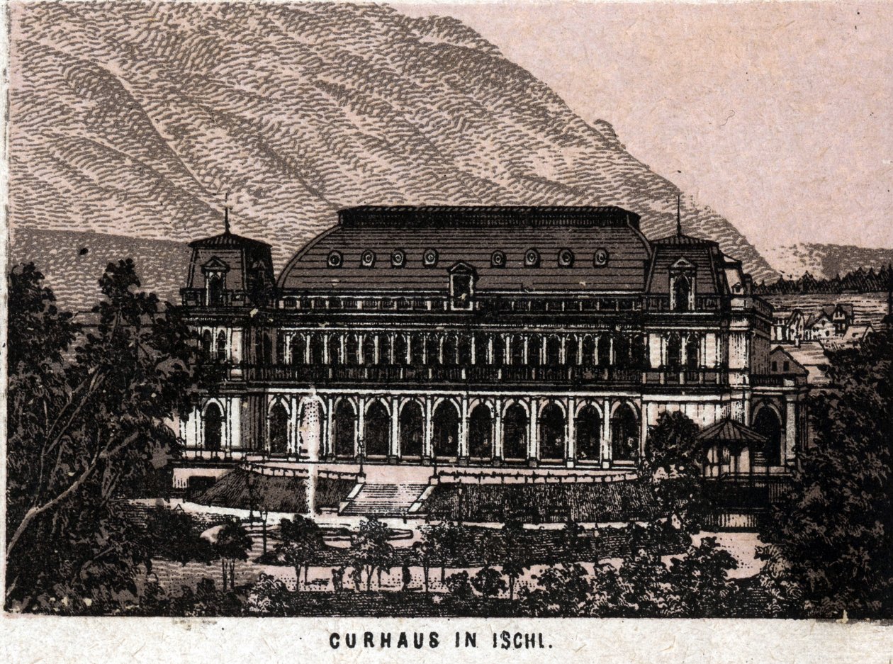 Region Salzkammergut, Rakousko: pohled na Curhaus v Ischlu. “” Svět ilustruje 168 pohledů”” Nedatováno (konec 19. století) od Unknown artist