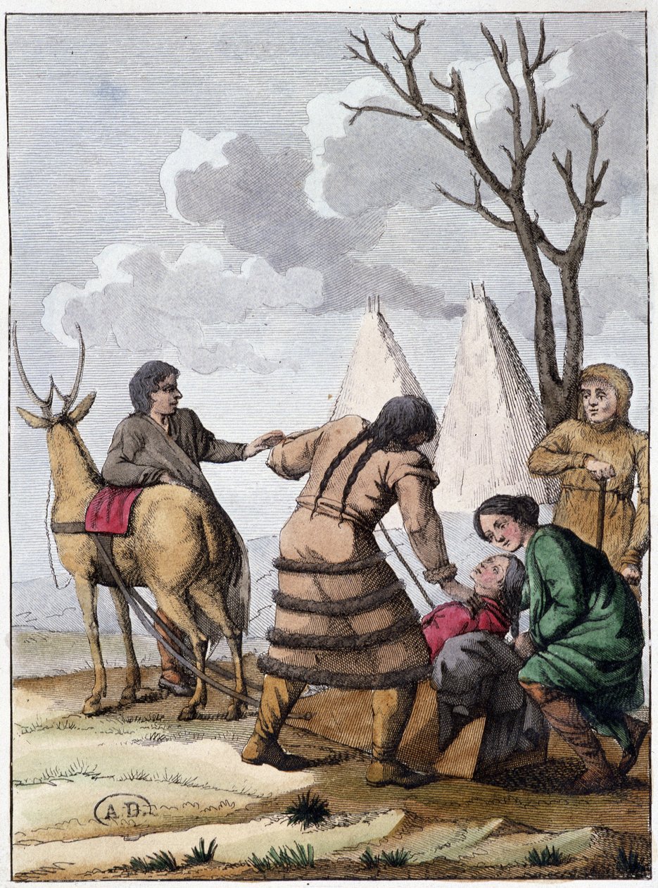 Samojedské manželství (kočovné národy mongolského původu), deb. 19. století od Unknown artist