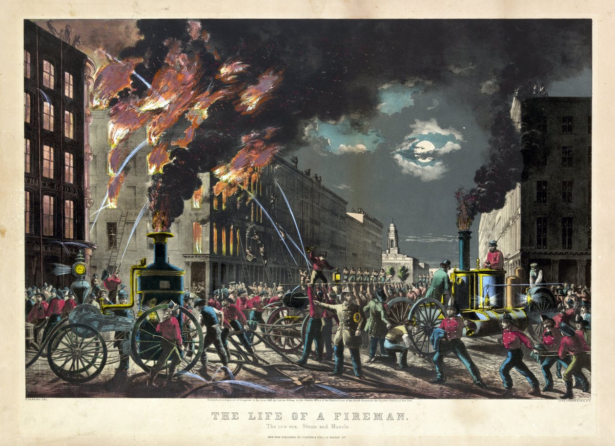 Scéna každodenního života amerických hasičů od Unknown artist