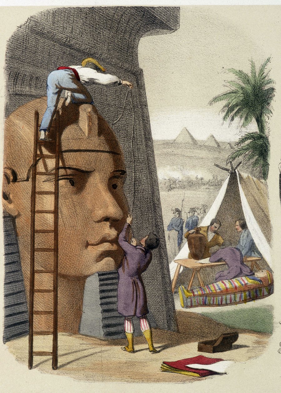 Vědecká komise Egypta (mise Jeana Francoise (Jean-Francoise) Champolliona). Rytina 19. století. od Unknown artist