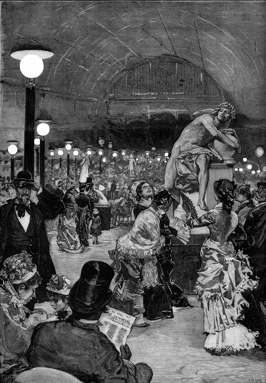 Sochařský pokoj v Salon de 1879 v Palais des Champs-Elysees (Champs Elysees) v Paříži. Gravírování v „“Le monde llustrious““ od Unknown artist