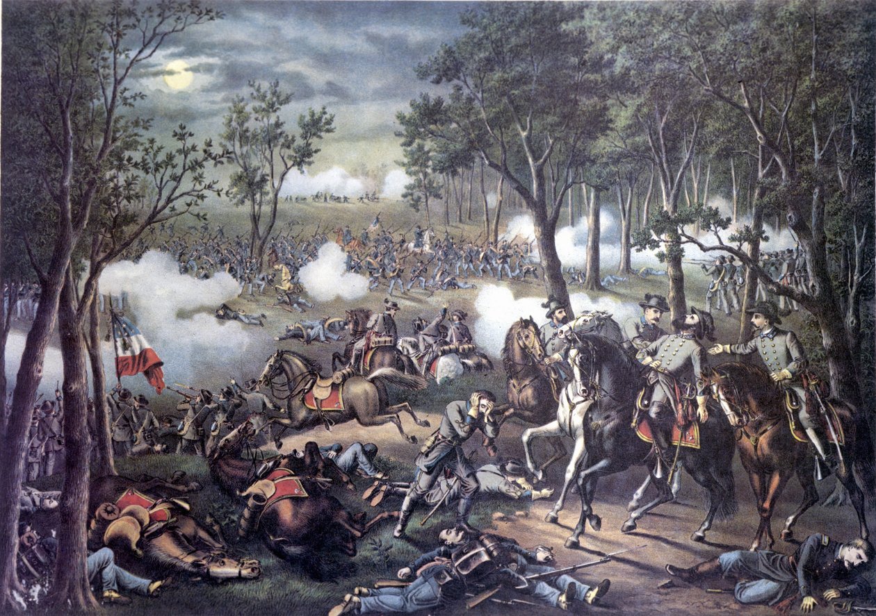 Secesní válka (nebo americká občanská válka) (1861 - 1865): Chancellorsville Campaign: Bitva o Chancellorsville (Virginia) 30. dubna - 6. května od Unknown artist
