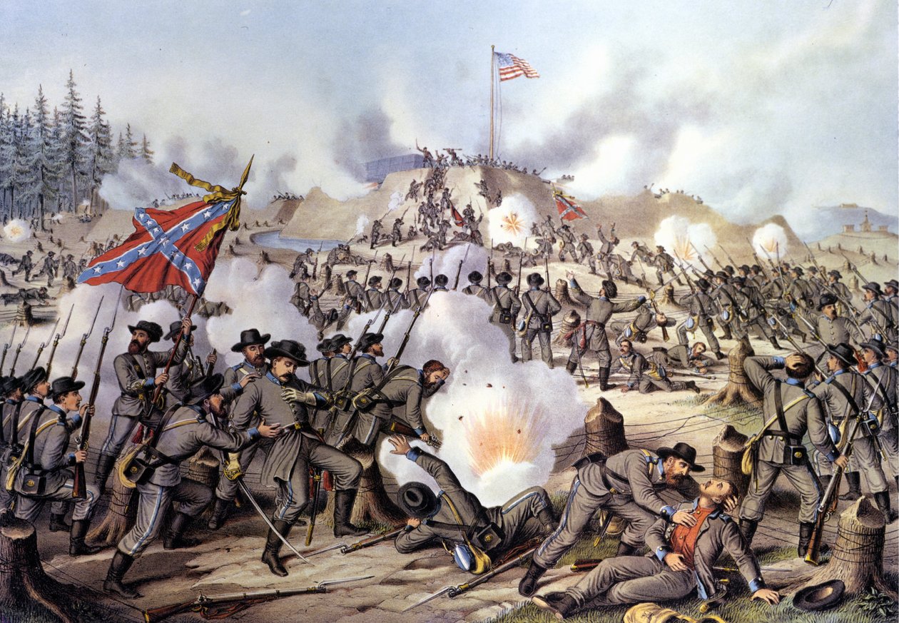 Secesní válka 1861 - 1865 (neboli americká občanská válka): Bitva o Fort Sanders nebo Fort Loudon (Tennessee) 29. 11. 1863. Rytina. 19. století. od Unknown artist