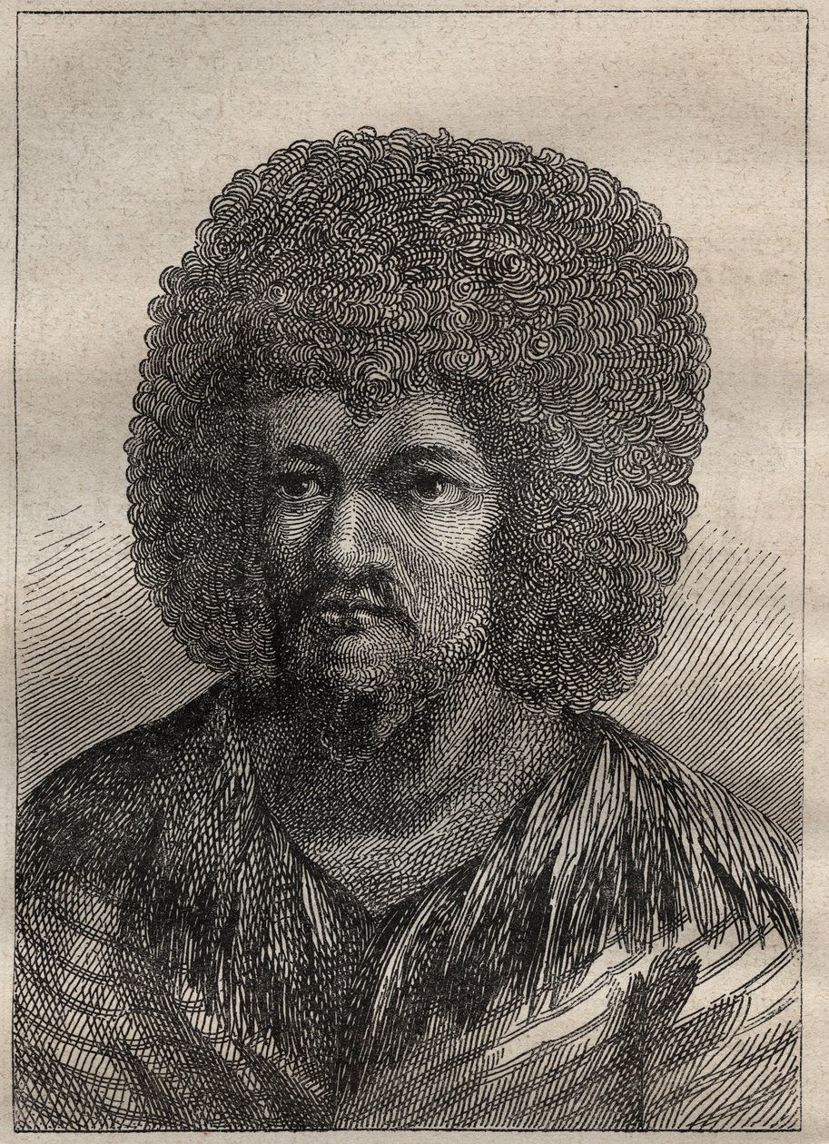 Druhá plavba (1772-1775) od kapitána Jamese Cooka (1728-1779): portrét O-Too (O Too), krále Tahiti - ilustrace převzata z „The Great Mariners of the 18th century“ od Unknown artist