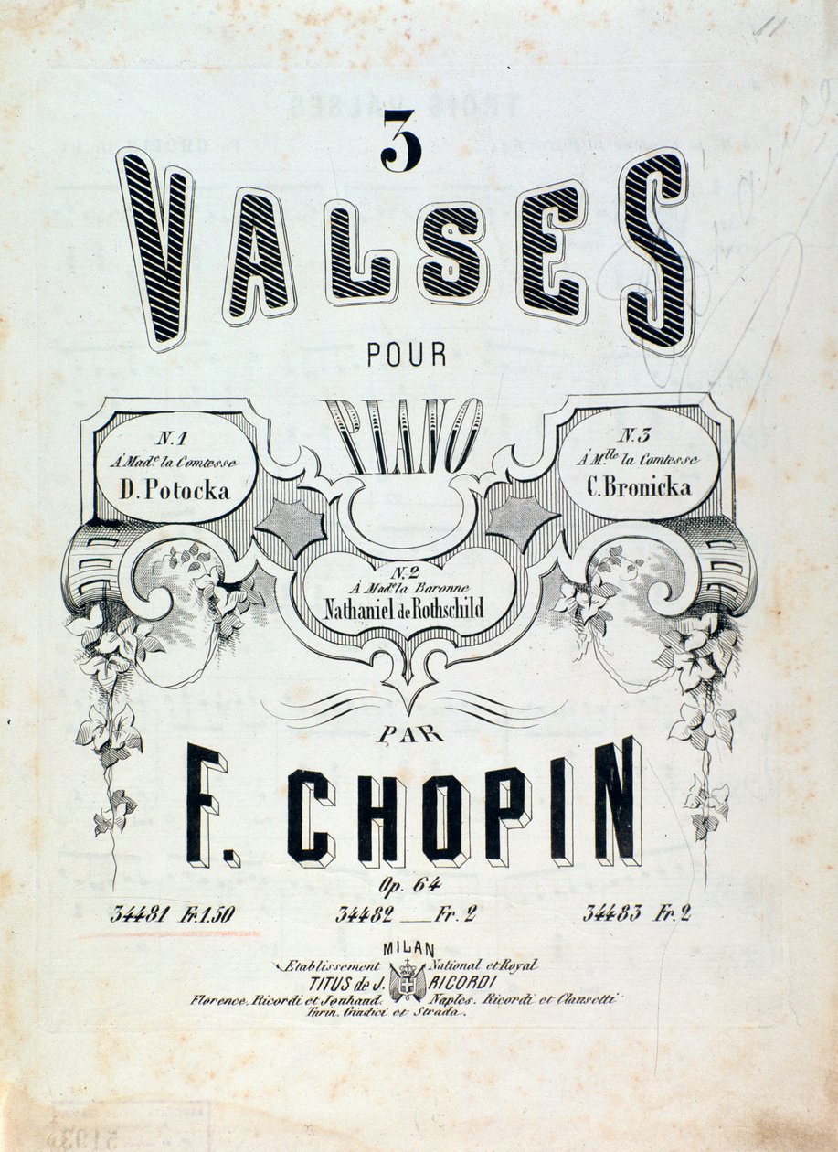 Noty pro 3 valčíky pro klavír op. 64, Frederic Chopin (frontispis) od Unknown artist