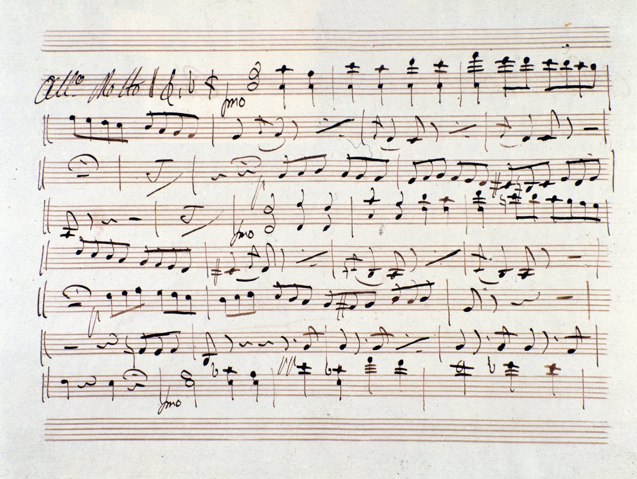 Noty pro Ali Baba, opera Luigi Cherubini od Unknown artist