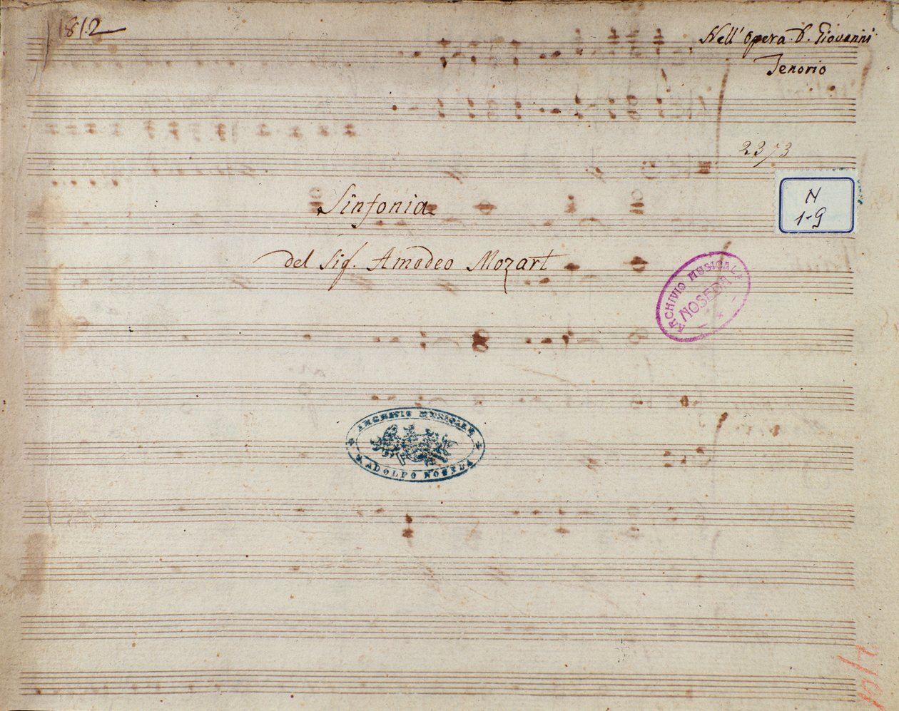 Notová stránka symfonie Dona Giovanniho, Mozartova opera (1812) od Unknown artist