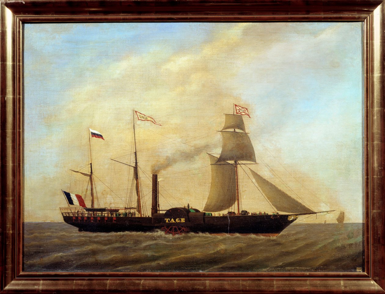Loď s lopatkami na řece Tejo Anonymní obraz. Marseillské muzeum námořnictva z 19. století od Unknown artist