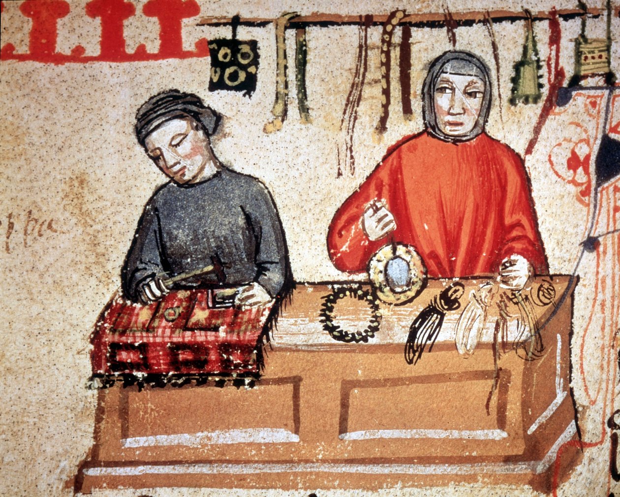 Obchod pro ruční práce. Rukopis 14. století. Národní knihovna ve Florencii od Unknown artist