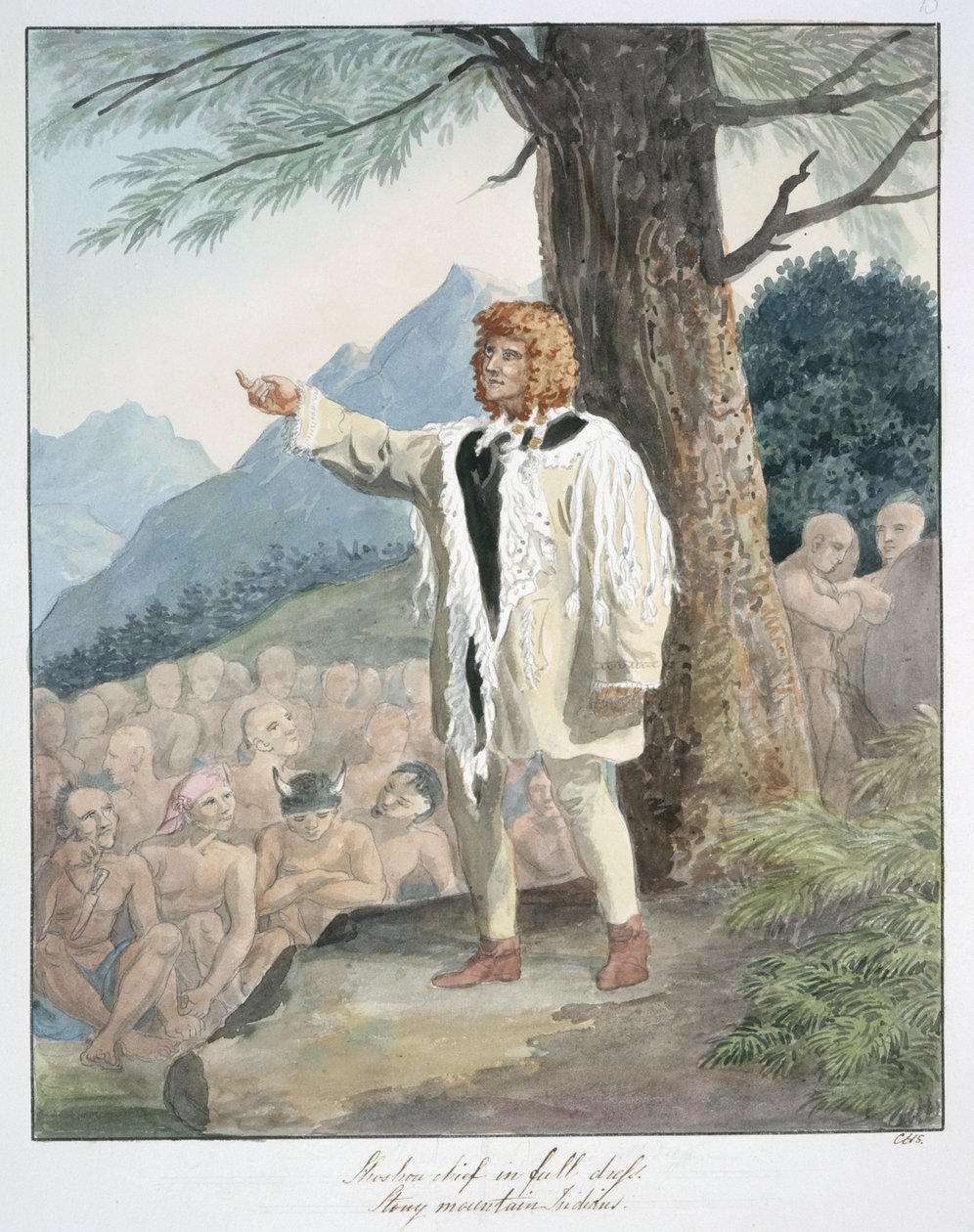 Shoshone Chief kokomekossa, Stony Mountain Indian, n. 1843-50 (akvarelli) od Unknown artist
