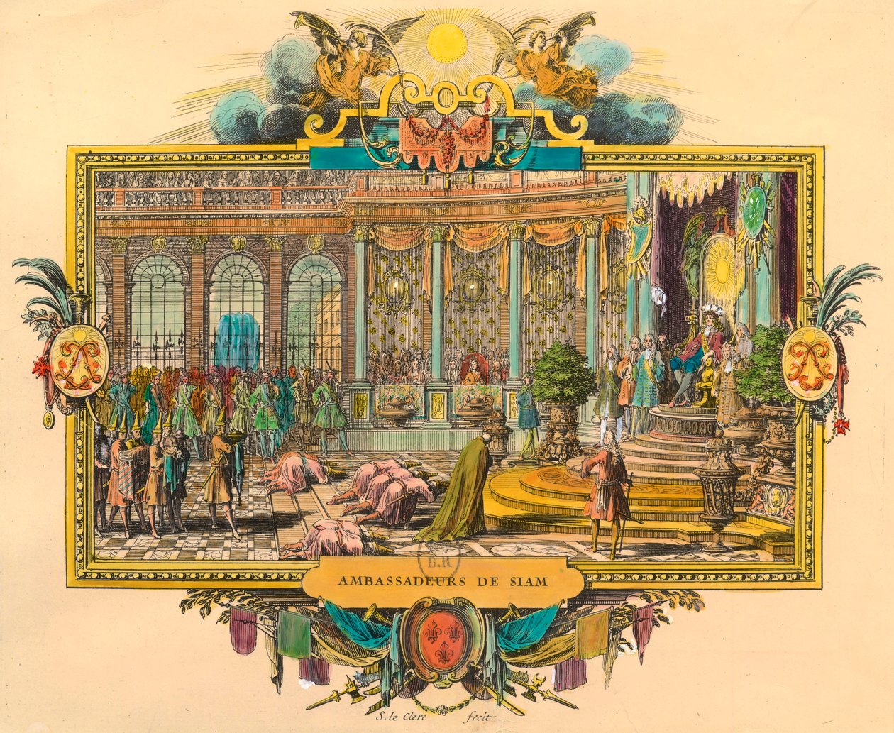 Siamští velvyslanci na dvoře krále Ludvíka XIV v roce 1686. Rytina. Soukromá sbírka od Unknown artist