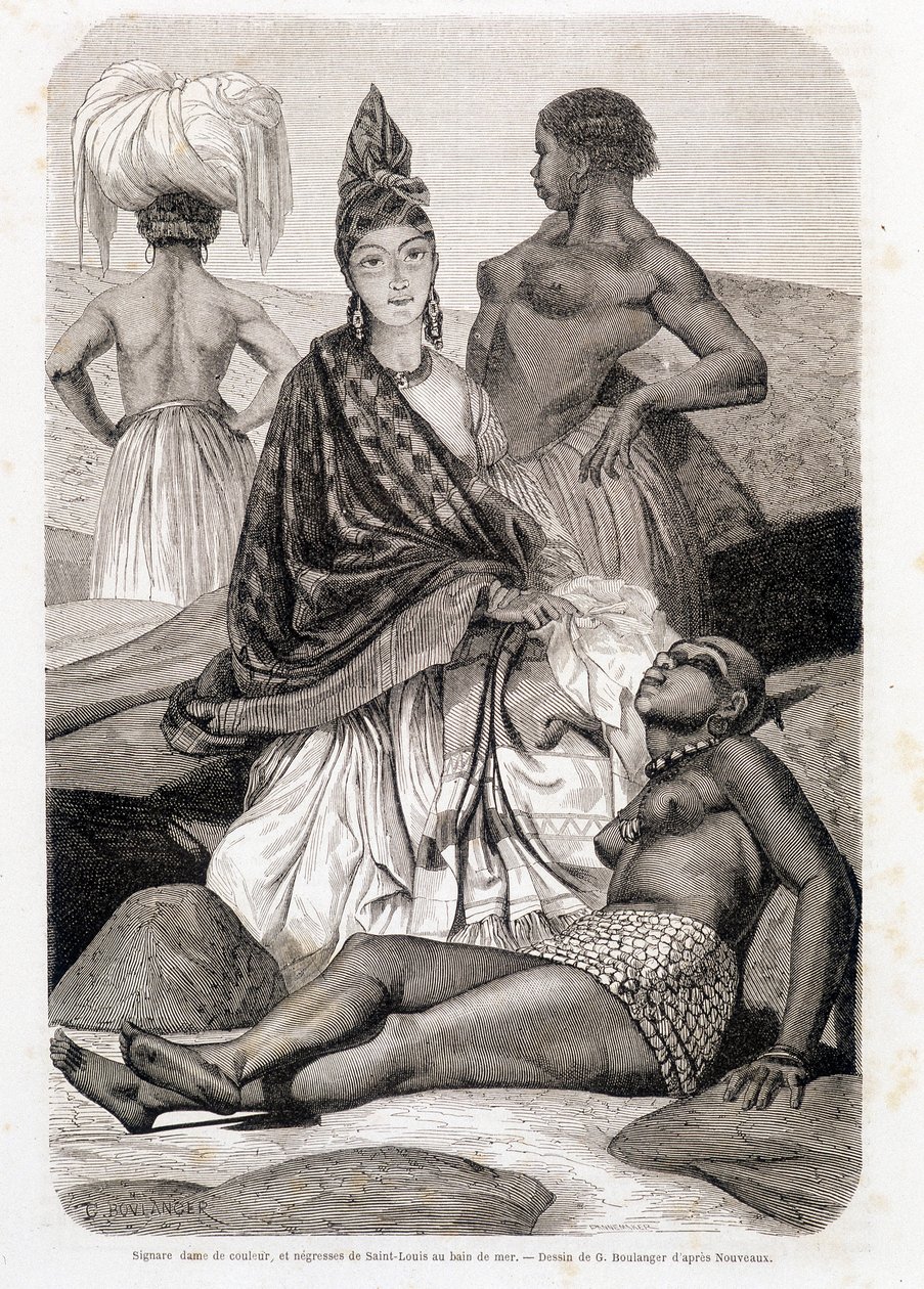 Barevná signare a černoška ze Saint Louis v mořské lázni - v „“Le Tour du Monde““ od Unknown artist