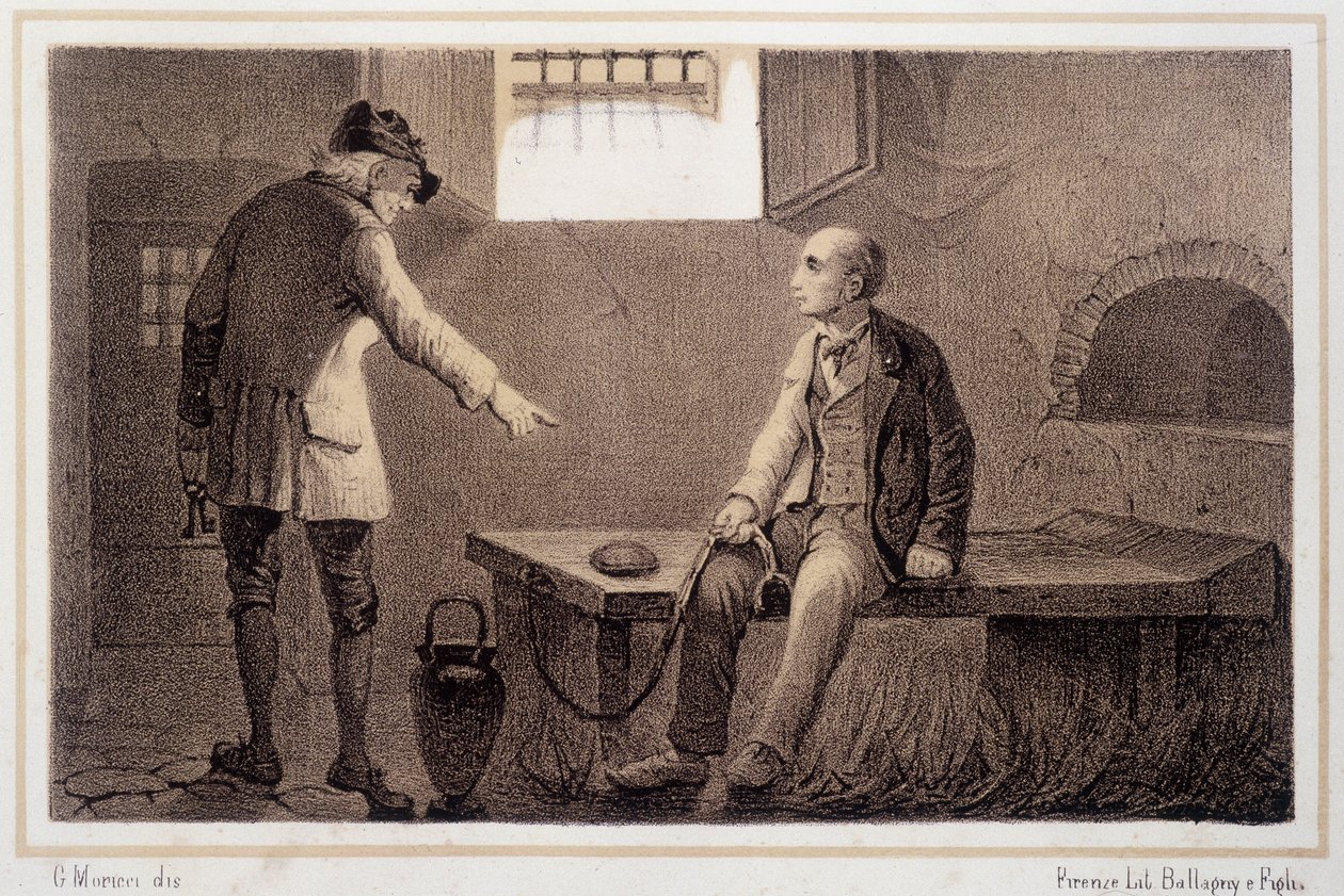 Silvio Pellico (1789 - 1854) přenesen do pevnosti Spielberg (Spilberk) - v „“ Storia d