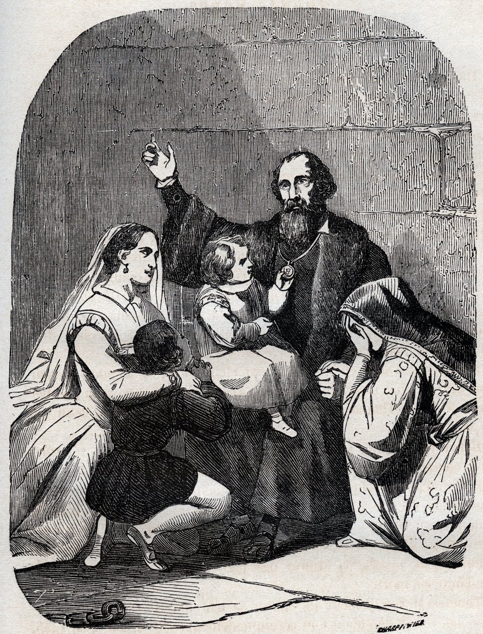 Sir Thomas More (Morus) (1478-1535) a jeho dcera Margaret a děti ve vězení od Unknown artist
