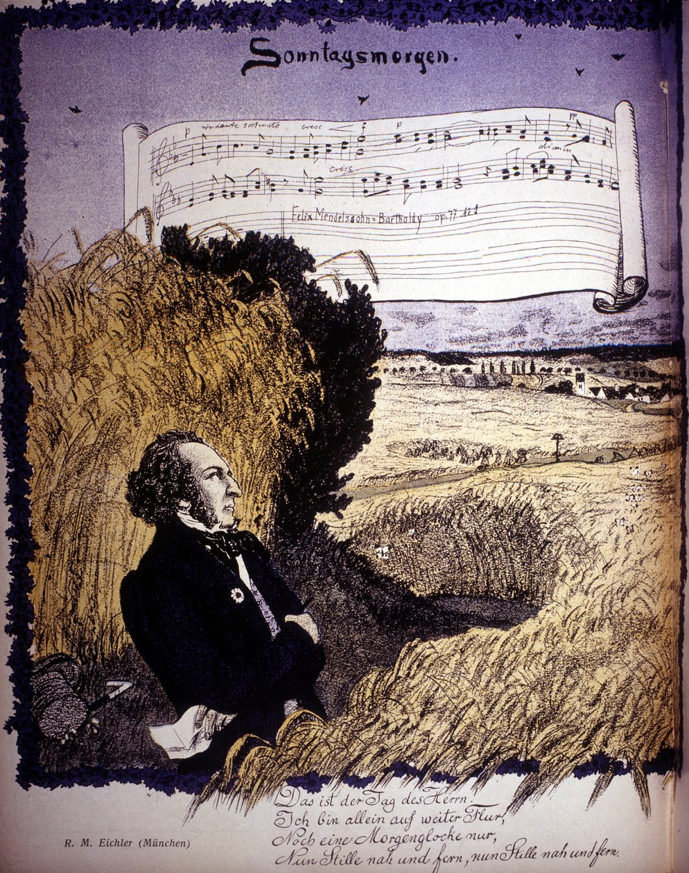Nedělní ráno, -v op. 77 n¡1, noty Félix mendelssohn - Bartholdy (1809-1847). od Unknown artist