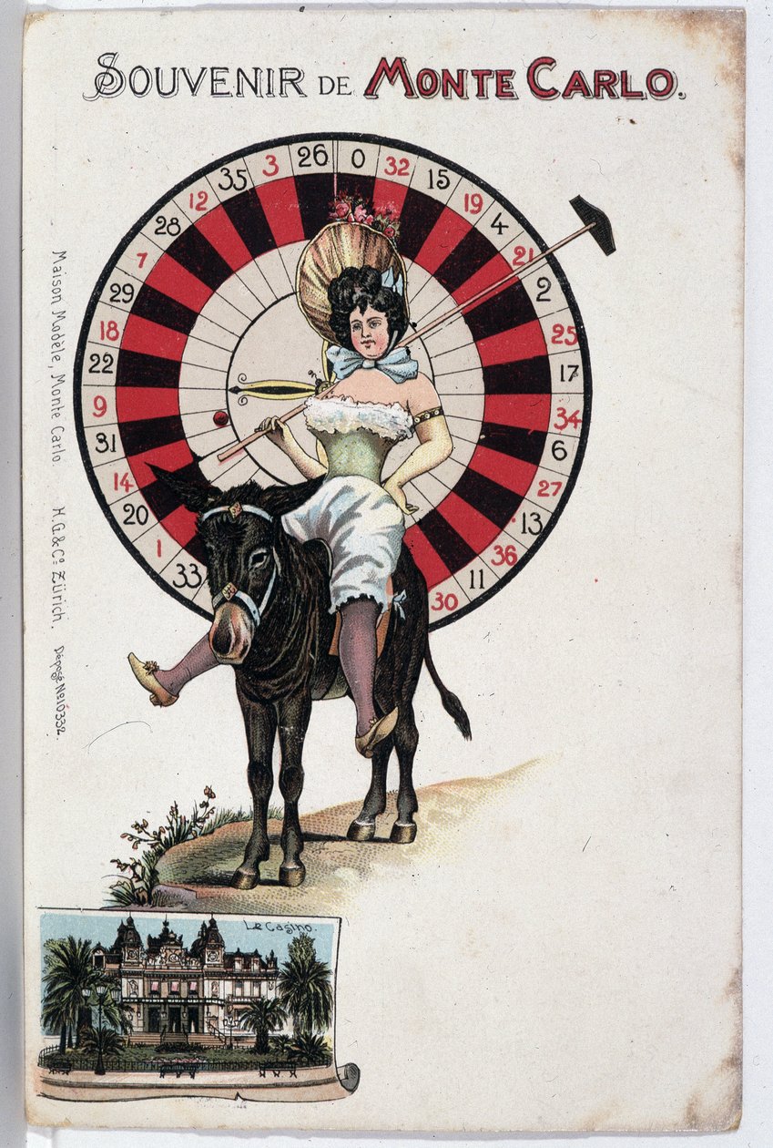 Suvenýrová pohlednice Monte Carlo, konec 19. století od Unknown artist