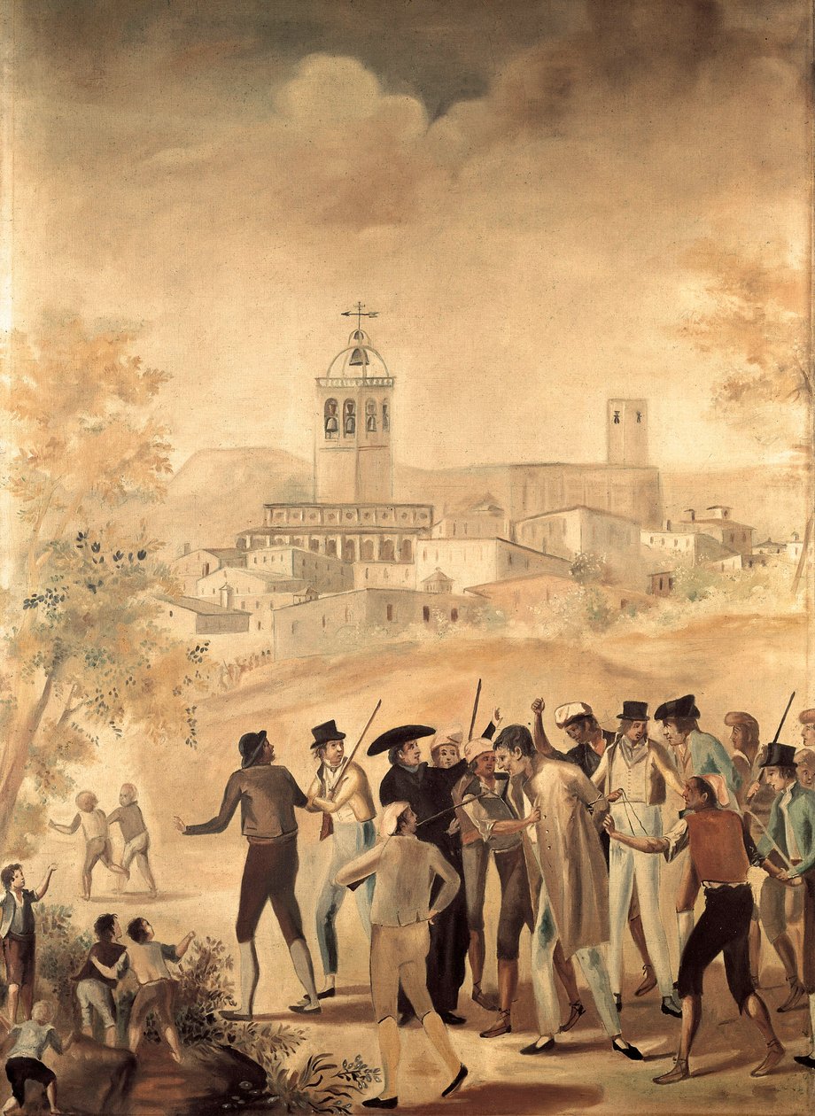 Španělská válka za nezávislost (1808-1814): zatčení francouzského občana blízkého Manrese, obraz Anonym. od Unknown artist