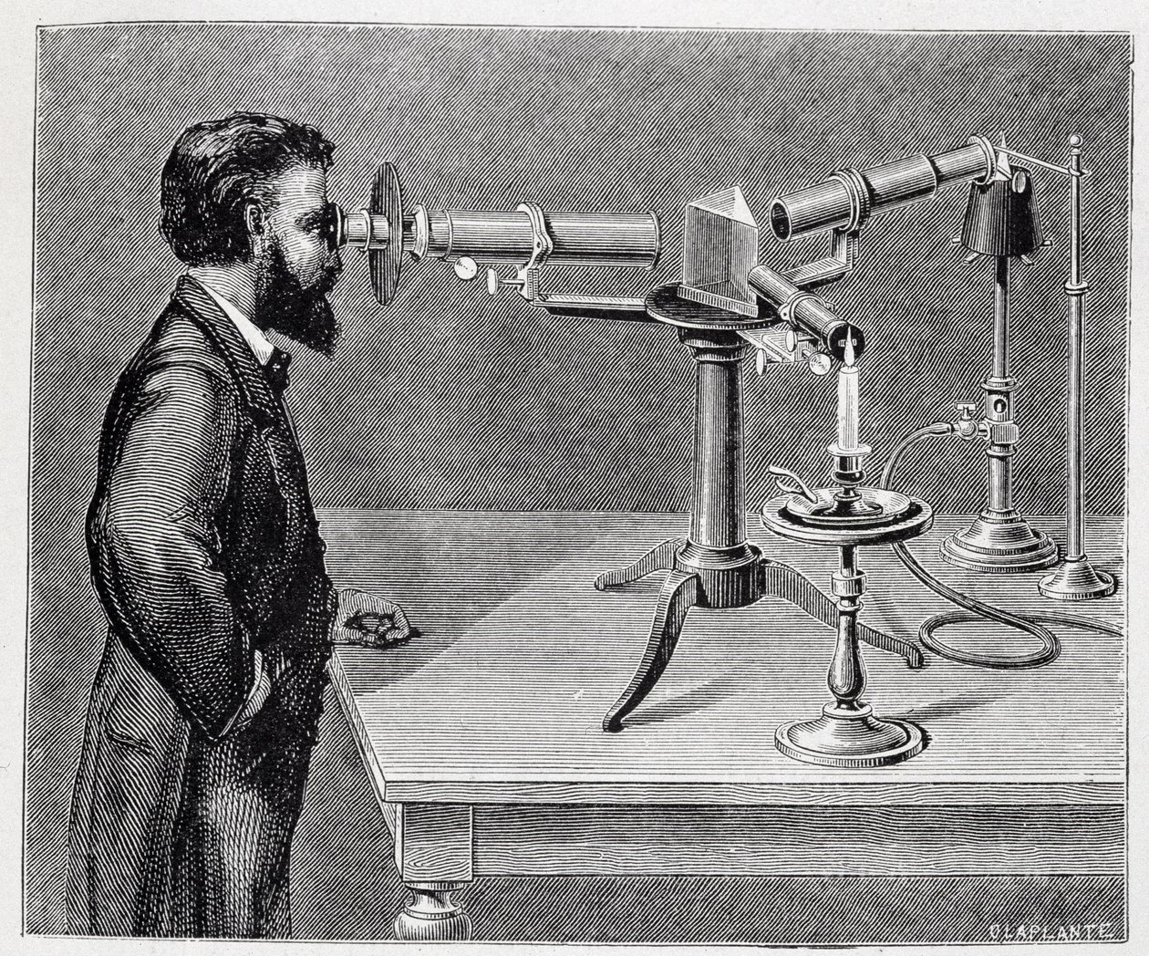 Spektroskop k porovnání spekter pozemských prvků se spektry nebeských těles od Unknown artist