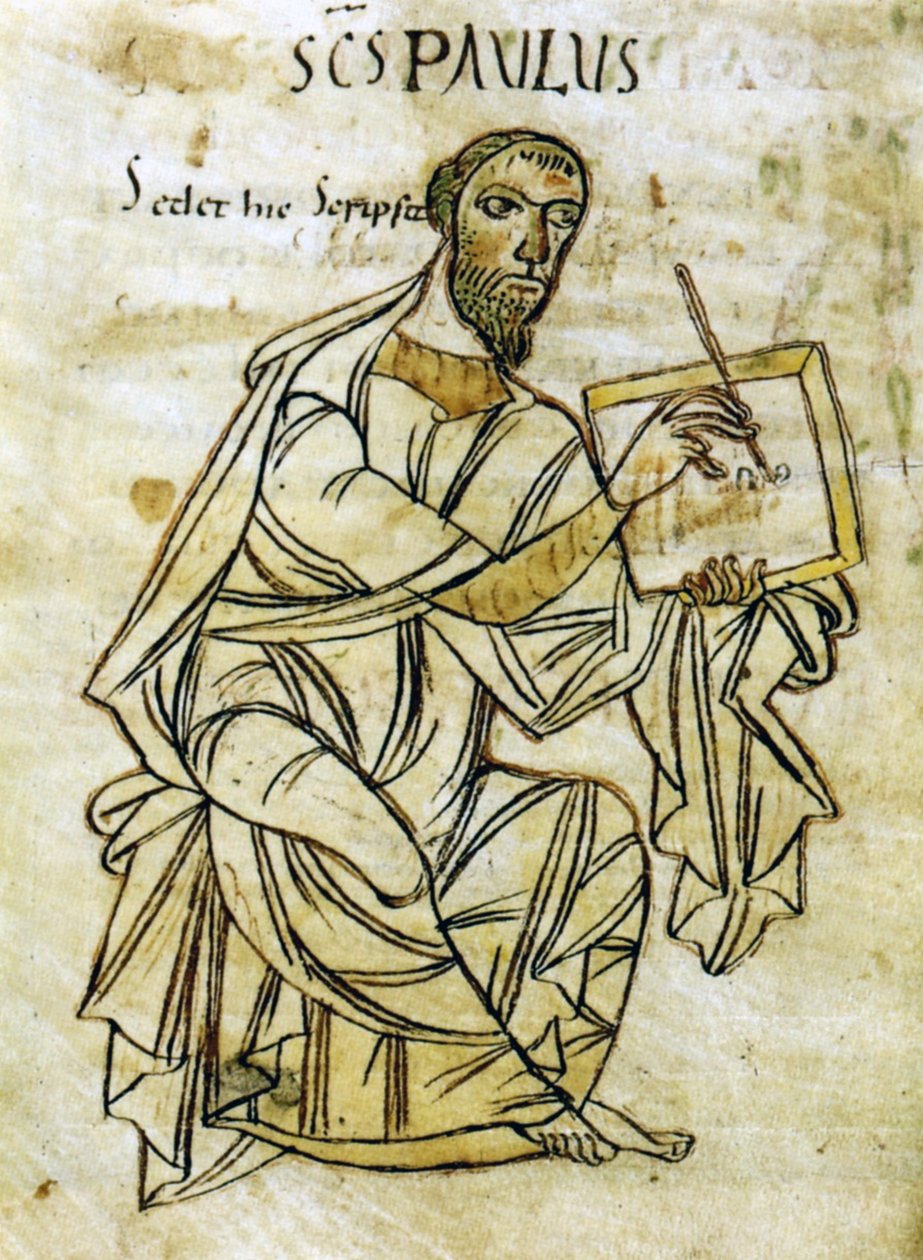 Psaní svatého Pavla, z rukopisné verze dopisů svatého Pavla (vellum) z počátku 9. století od Unknown artist