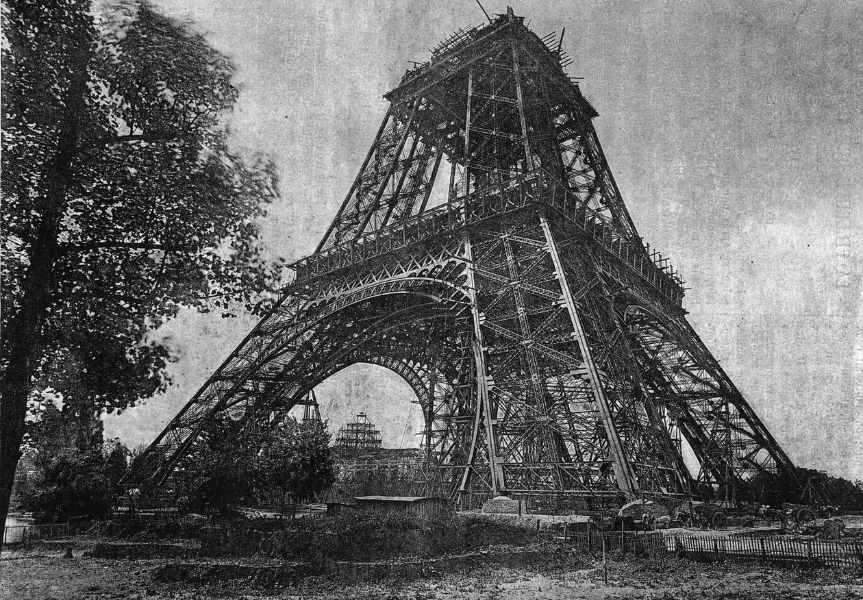 Stav Eiffelovy věže v červenci 1888 v „“ novinách mládeže „“ z roku 1888. od Unknown artist