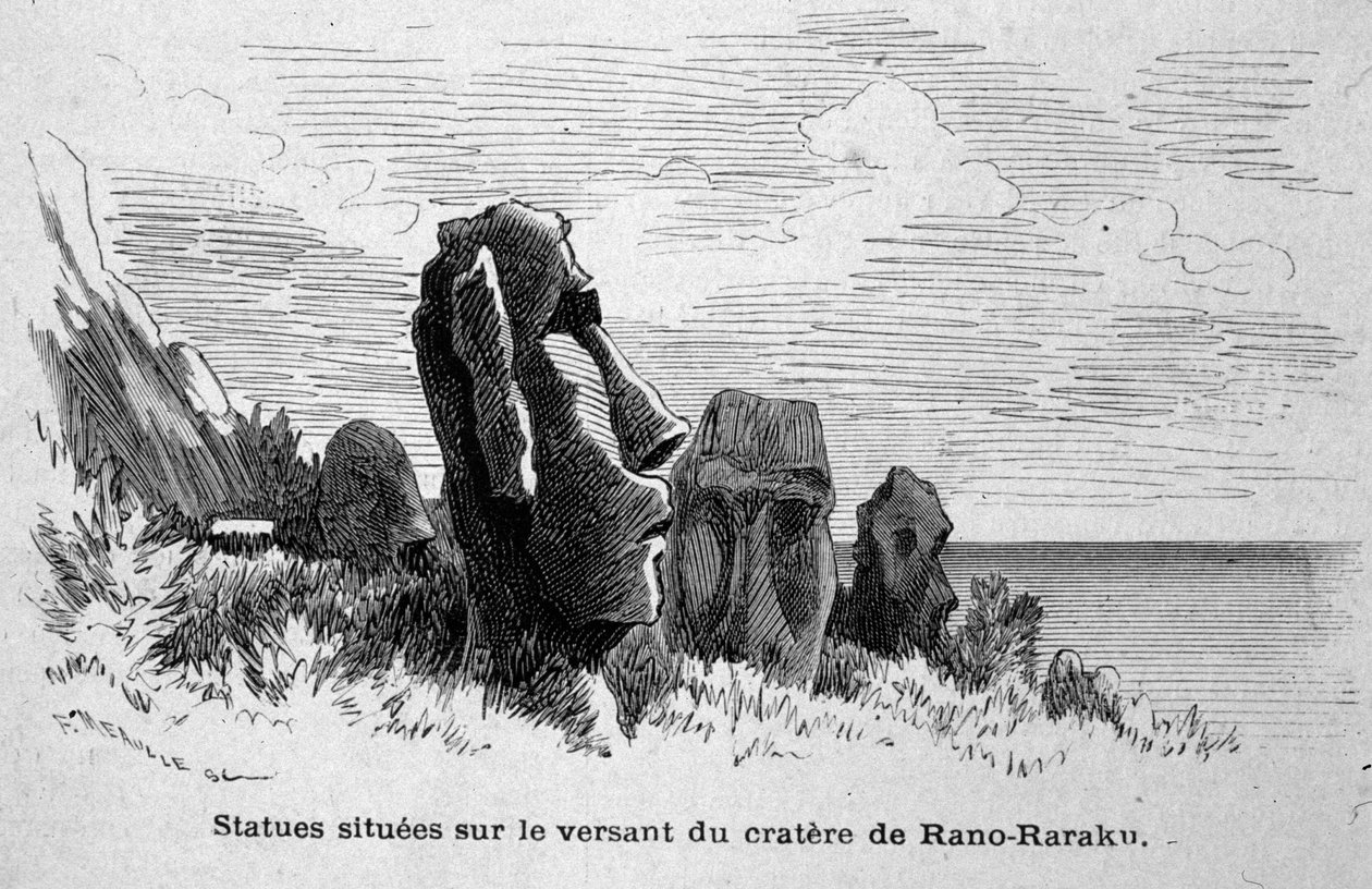 Sochy umístěné na Velikonočním ostrově (Rapa Nui), Polynésie. od Unknown artist