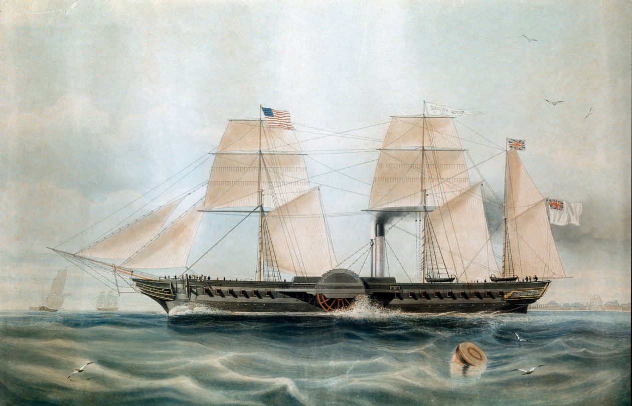 Parník Britská královna v roce 1840 (tisk z 19. století) od Unknown artist