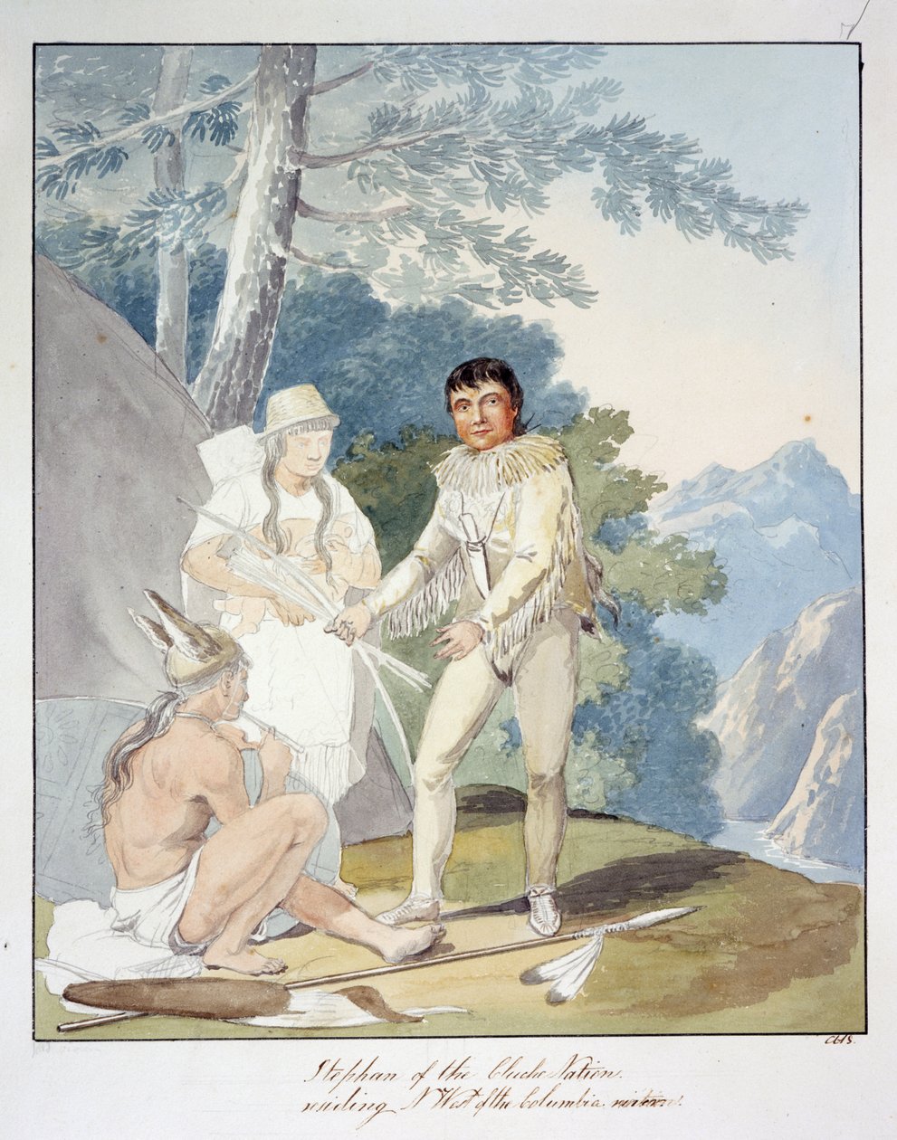 Stephan z národa Chiche, s bydlištěm v n. západně od řeky Columbia, cca 1843-50 (akvarel) od Unknown artist