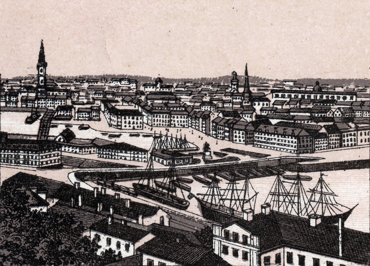 Stockholm, Švédsko: pohled na město (General View). v „“ Svět ilustruje 168 pohledů““ Nedatováno (konec 19. století) od Unknown artist