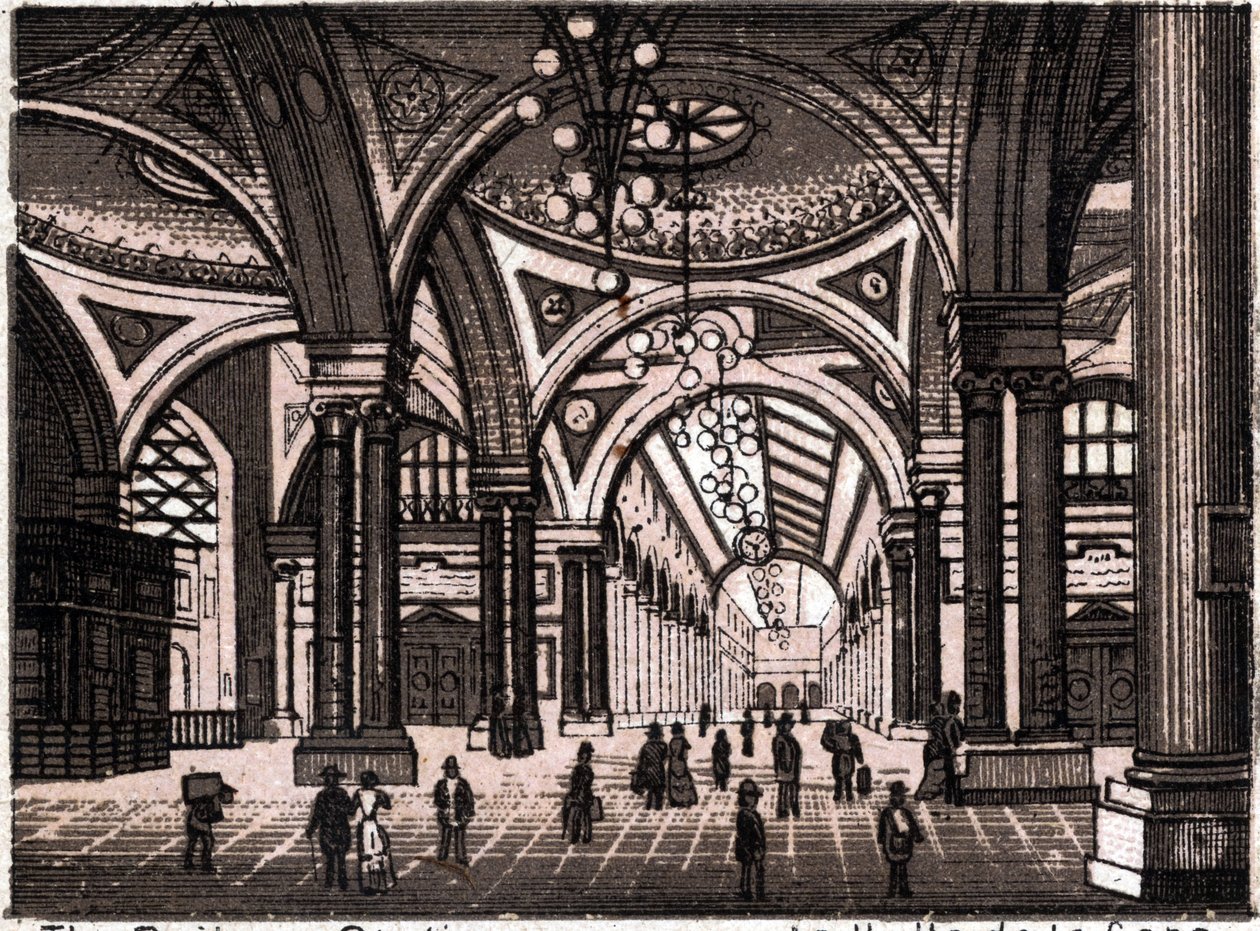 Stuttgart, Německo: pohled na nádražní halu. v „“ Svět ilustruje 168 pohledů““ Nedatováno (konec 19. století) od Unknown artist
