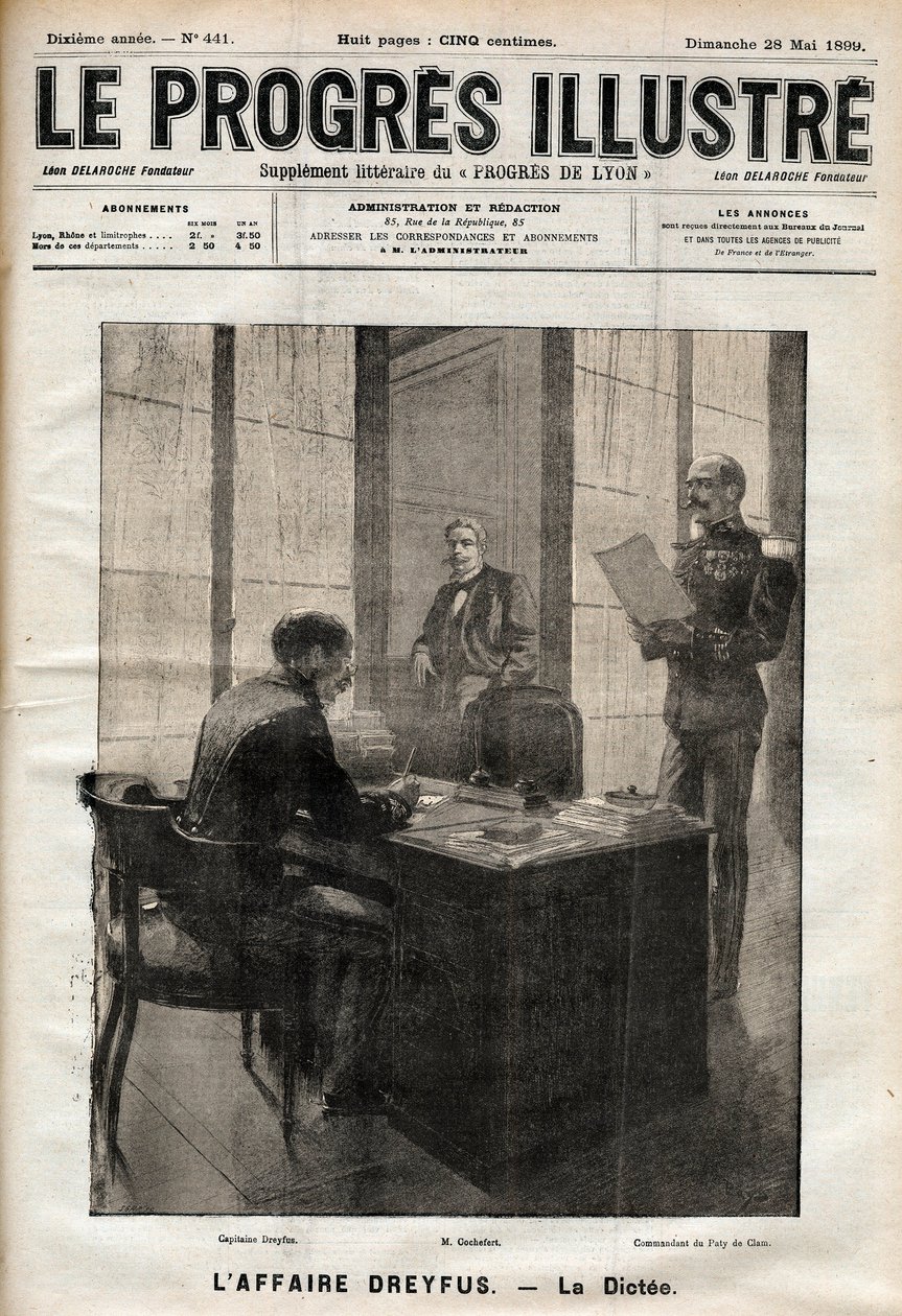 PŘÍPAD DREYFUS – Dopis nadiktovaný Alfredu Dreyfusovi 15. října od Unknown artist