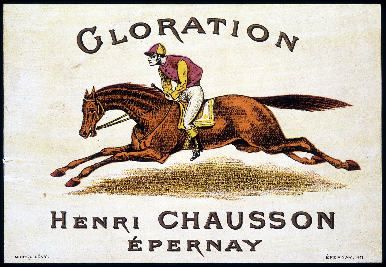 Tag of “” Glorination Henri Chausson Epernay””: jízda na koni, sd. 19. století. od Unknown artist
