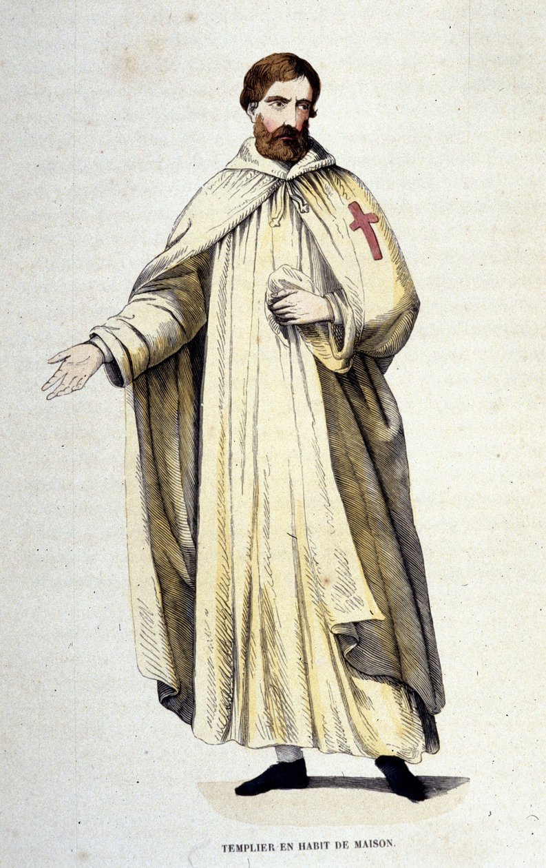 Rytina templářských šatů z 19. století od Unknown artist